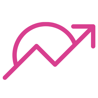 A pink line graph showing an upward trend with a semicircle arc above it.